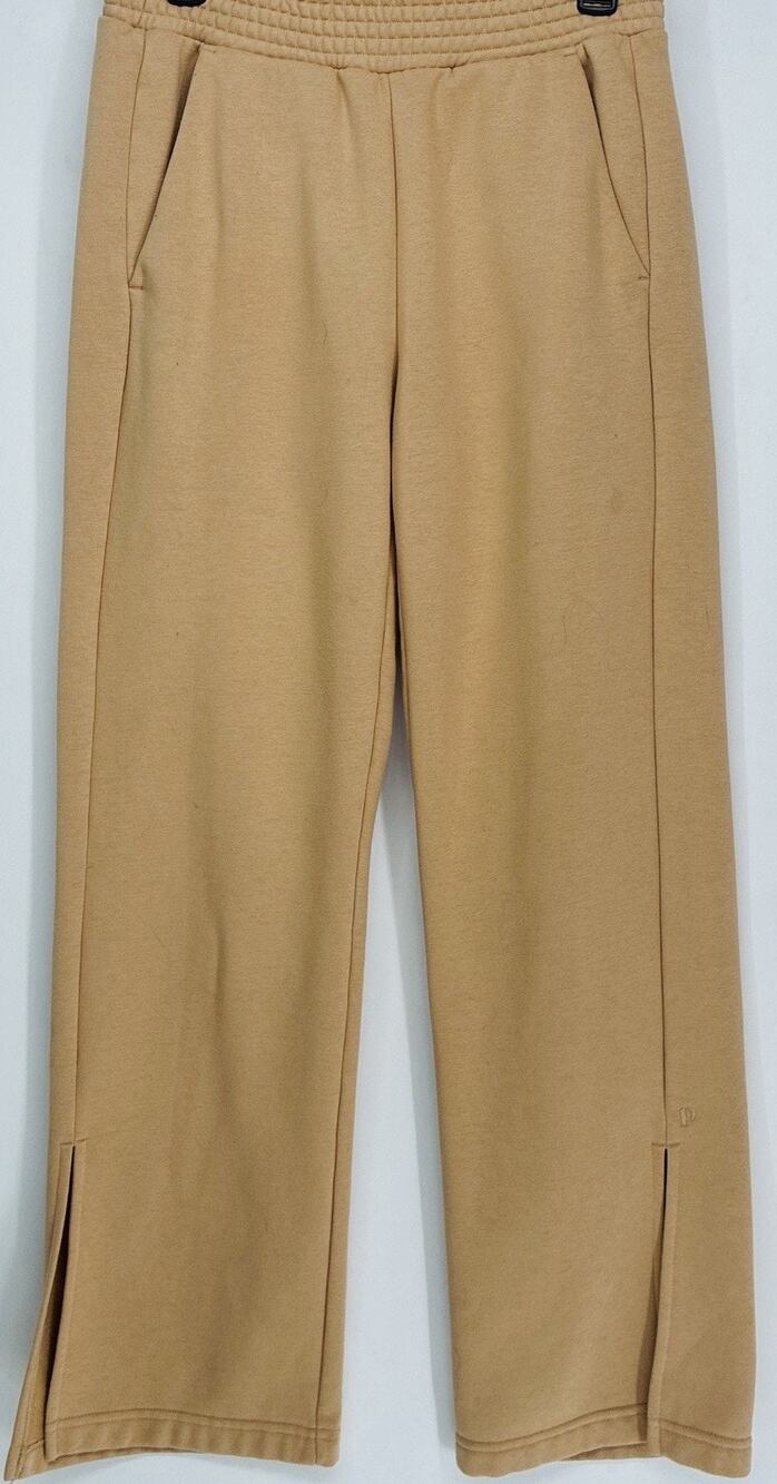 Pact Organic Cotton Beige Sweatpants Size Med Split Hem Wide Leg